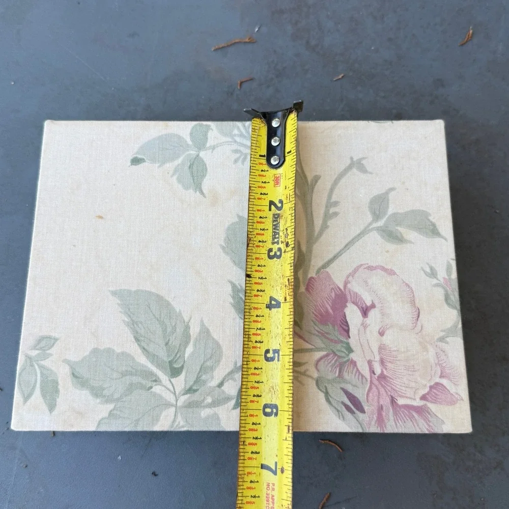Vintage 90s Floral Fabric Jewelry Box Mirror Organizer‎ Cottagecore Shabby USA